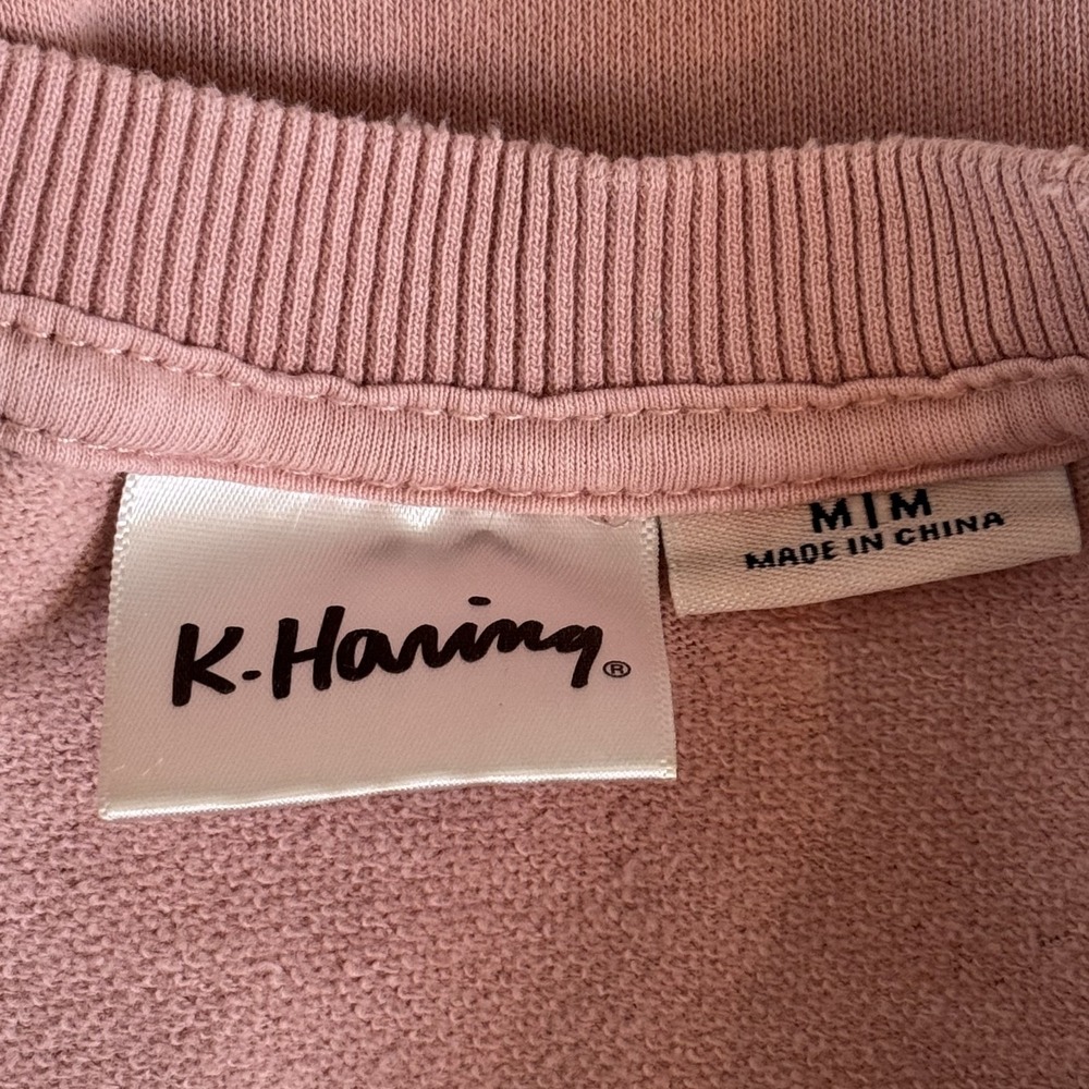 Keith Haring Graphic Sweatshirt Pink Red Face Print Unisex M Streetwear Pop Art - Picture 6 of 10